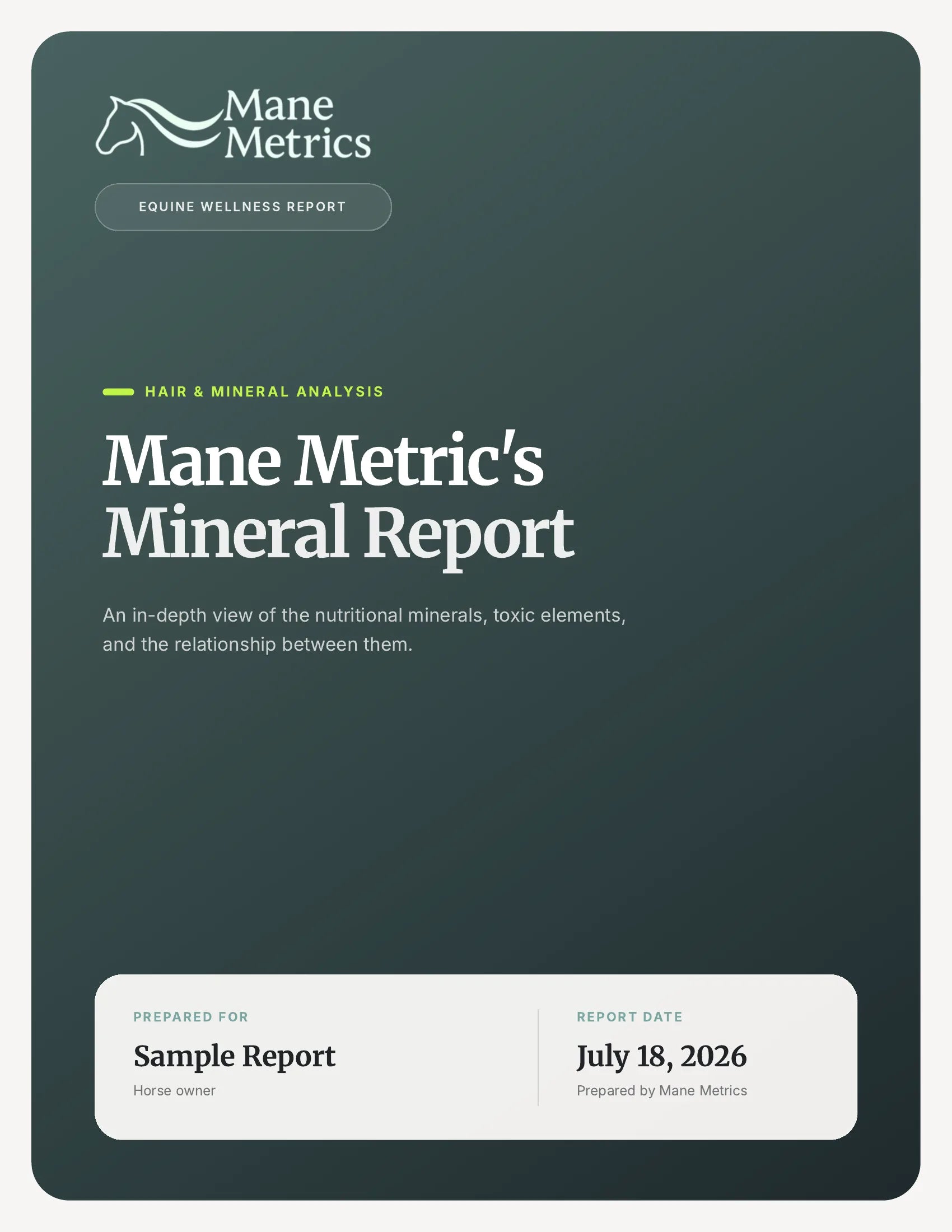 Sample mineral report page 1